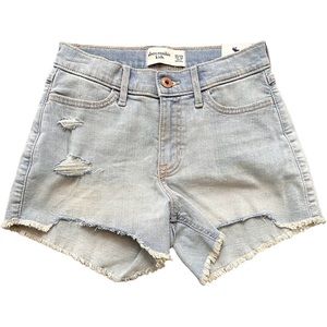 NWT Girls Abercrombie Kids High Rise Denim Shorts. Adj. Waist.  Size 11/12.